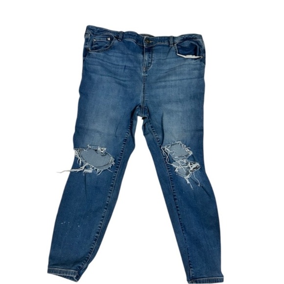 Torrid Blue Skinny Jeans with Distressed Detailing - Picture 1 of 4